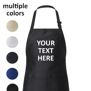 Apron - Customized Personalized Kitchen Apron with Pocket, Own Text, Message, Business Name, Any Font