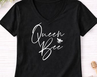Queen Bee Shirt Women, Bee Lover Gift, Honey Bee V Neck Tee, Cute Bee Shirt, Mom Shirt Gift, Bee Kind Shirt, Nature Lover Shirt, Womens Bee