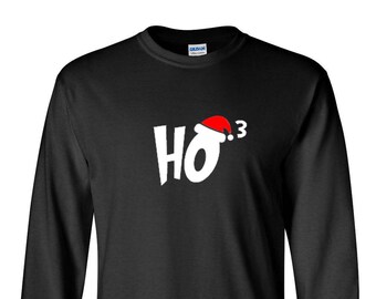 Long Sleeve Mens Ho Ho Ho Shirt, Christmas Tee, Santa Claus Funny Humor Joke, Mens Holiday Shirt, Xmas Gift, Funny Xmas Apparel