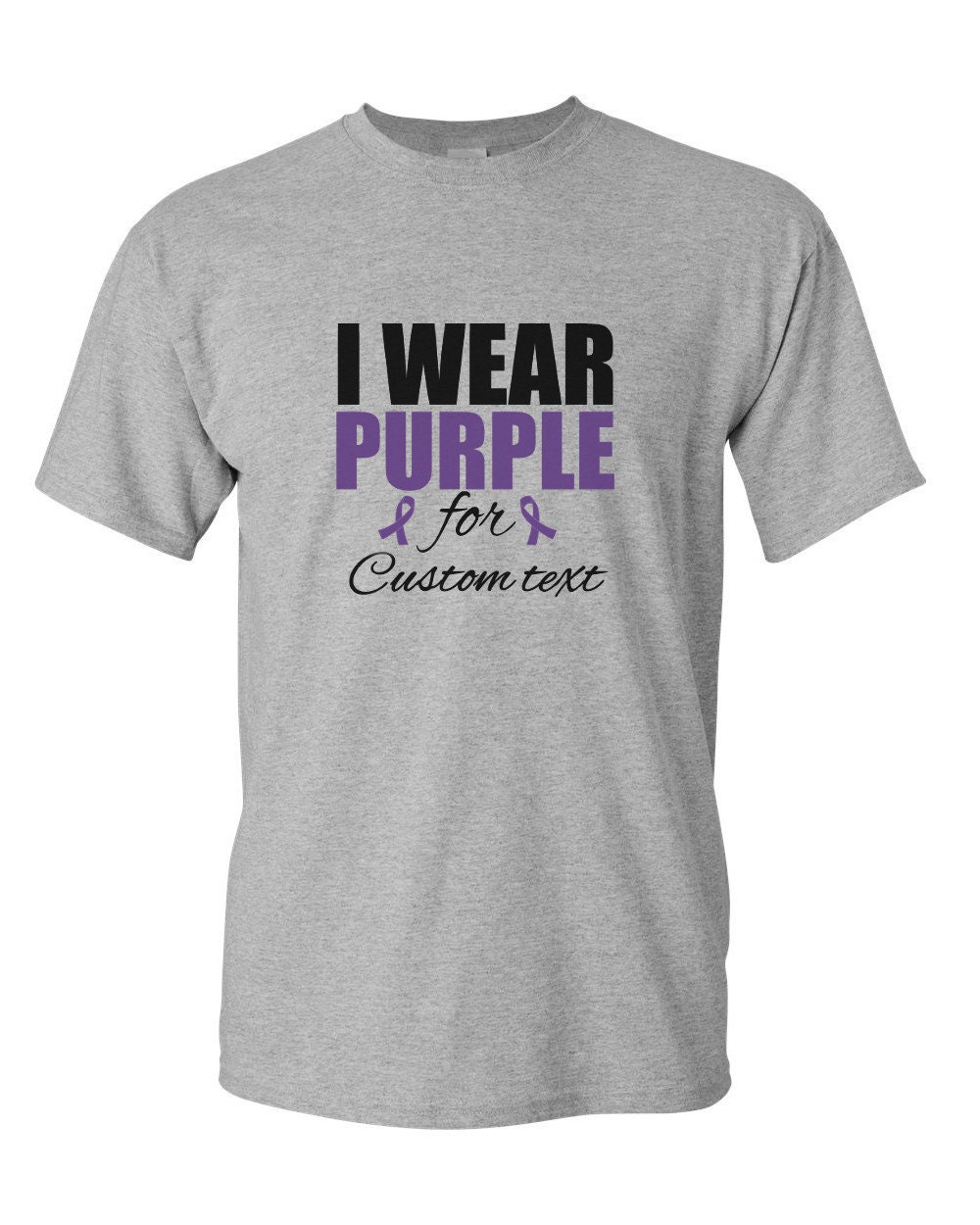 I Wear Purple For CUSTOM TEXT Purple Ribbon T-Shirt Support | Etsy