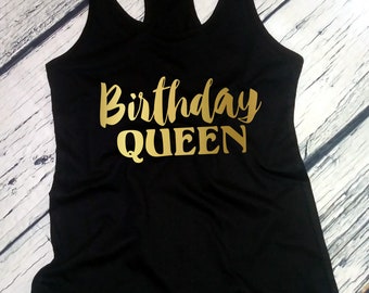 Birthday Queen Tank Top, Funny Bday Girl Shirt, Gift for Her, Party Tee, Birthday Gift Women, Racerback Tank, Celebration, Multiple Colors