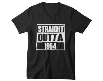 Mens V-neck - Straight Outta 1964 T Shirt, Birthday Shirt, Men 60th Birthday Shirt, 60 Birthday Shirt, 60th Birthday Gift