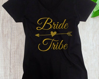 Ladies V-neck - Bride Tribe Shirt - Bridal Party T-Shirt - Bachelorette Shirts - Wedding Gift - Marriage Tee - Bridesmaid Gift - Bride Gift