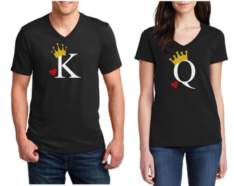 V-neck - King & Queen Shirts, Matching SET, Couples Shirts King And Queen, The King His Queen, His And Hers Shirts, Valentines Day