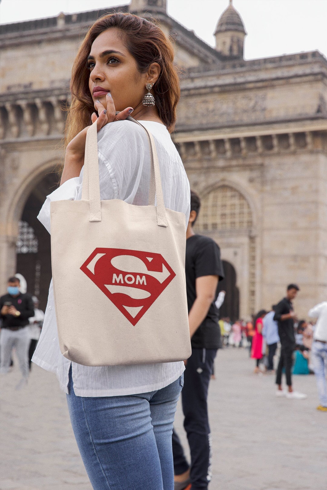 Tote Bag Beige Superwoman Tata | Sac Cabas Idée Cadeau | True