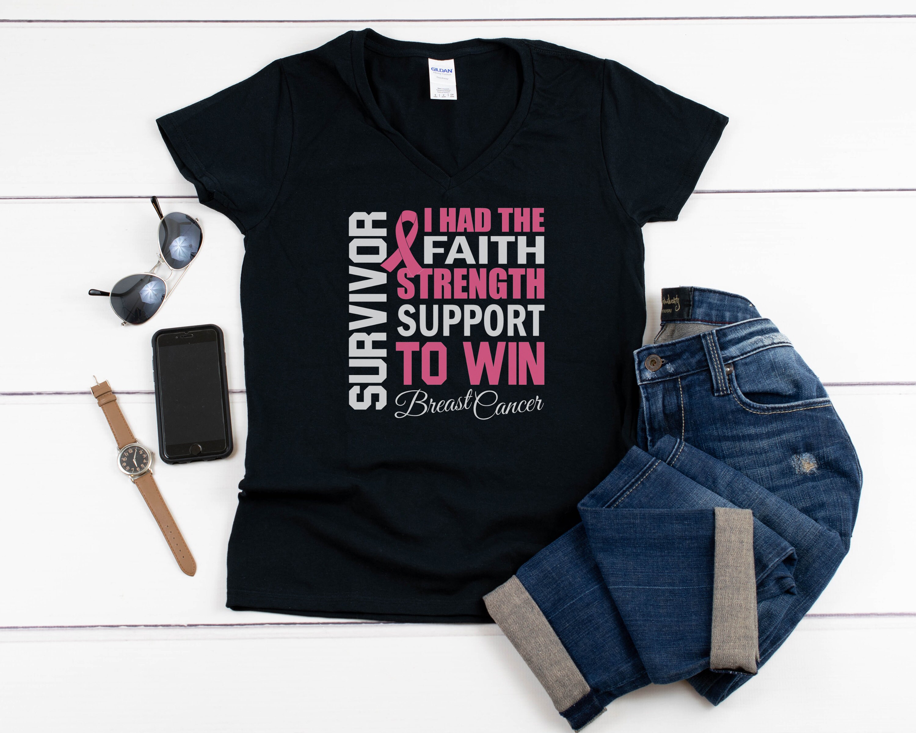 Womens Vneck  Survivor #2 T Shirt, The Breast Cancer Awareness Month