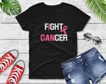 Women's - I Can Fight T Shirt, Breast Cancer, Cancer Awareness, Cancer Survivor, Breast Cancer Ribbon, Breast Cancer Gift