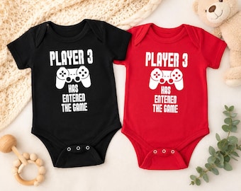 Player 3 Baby Bodysuit, Gamer Baby Outfit, Video Game Infant One Piece, Baby Shower Gift, Gaming Family Reveal