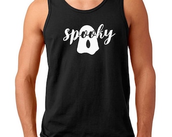 Spooky Tank Top, Funny Halloween Shirt, Men's Halloween Tank, Halloween Party Shirt, Ghost Top, Black White Tank, Scary Top Halloween Gift