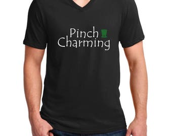 V-neck Men's - Pinch Charming - Saint Patrick's Day Shirt, Party, Irish Hat, Leprechaun T-Shirt, St Paddy Shirt, Lucky Shirt