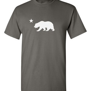 California Republic Shirt - Flag Bear And Star Tee - CALI Bear T-Shirt - California Flag Bear Logo Charcoal