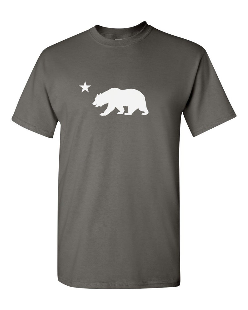 California Republic Shirt - Flag Bear And Star Tee - CALI Bear T-Shirt - California Flag Bear Logo Charcoal