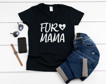 Womens V-neck - Fur Mama T Shirt, Animal Lover Tee, Gift for Dog Mom, Fur Mama Shirt, Animal Shirt, Distracted By Dogs, Dog Lover Shirt