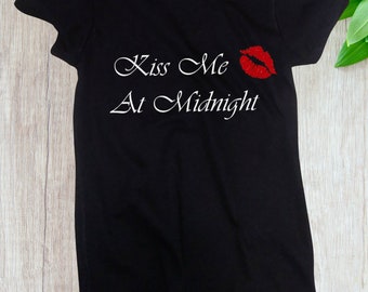 Ladies - Kiss Me At Midnight Shirt, Valentines Day T-Shirt, Anniversary Gift, Valentine's Tee