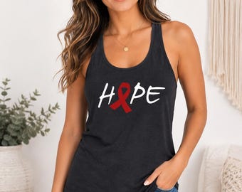 Hope Tank Top, HIV Awareness Shirt, AIDS Support Tee, Red Ribbon Apparel, Faith