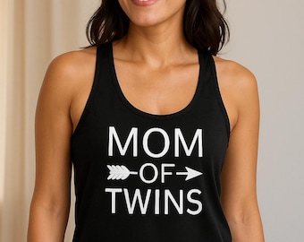 Mom Of Twins Racerback Tank, Twin Mom Birthday Gift, Cute Mom Life Top, Womens Twin Mama Shirt, Mothers Day Outfit, Funny Mom, Twin Parent