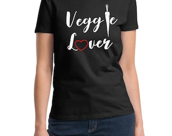 Ladies - Veggie Lover T Shirt - Vegan Tee - Animal Lovers - Vegetarian T-Shirt - Love For The Animals