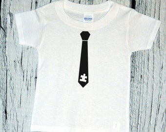 Toddler Kids - Fake Tie Shirt- Autism Kid T-Shirt - Autism Awareness T-Shirt - Autism Society Support Tee - Autistic Gift
