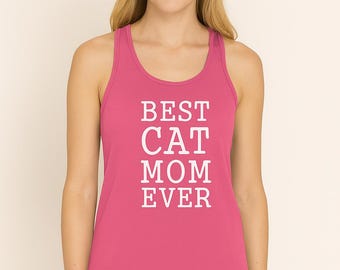 Best Cat Mom Ever Tank Top, Funny Cat Lover Shirt, Cute Animal Tee, Christmas Cat Gift, Coffee and Cats Tank, Cat Person Gift for Women