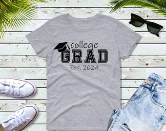 Womens - College Grad Est. 2024 T Shirt, Graduation Gift for Him, College Graduation Tshirt, College Student, College University Gift