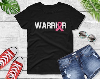 Womens - Warrior T Shirt, PINK Ribbon, Breast Cancer Shirt, Ribbons For A Reason, Marathon Shirt, Awareness Ribbon