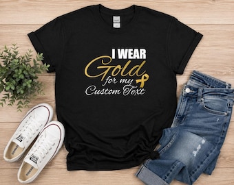 Personalized Childhood Cancer Shirt, Gold Ribbon Awareness, Custom Family Tribute, Pediatric Warrior Support, Hope Gift