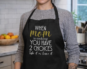 Funny Mom Apron, Cooking Chef Apron, Adjustable Kitchen Wear, Gift For Mom, Baking Accessory, Mothers Day Present, Humor Home Decor