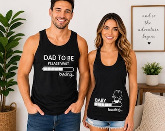 Pregnancy Announcement Tank Set, Baby Loading Couple Tanks, Dad To Be Shirt, Matching Mom Dad Reveal, Expecting Parents