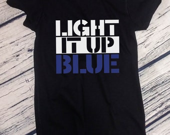 Ladies - Light It Up Blue Shirt- Autism Mom T-Shirt - Autism Awareness T-Shirt - Autism Society Support Tee - Autistic Gift