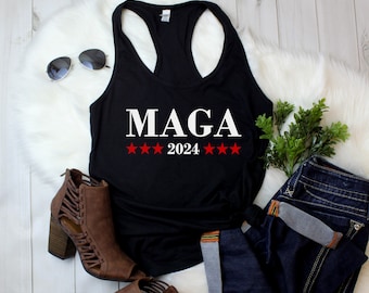 MAGA 2024 Tank Top, Make America Great Again Shirt, Trump Supporter Tee, USA Election Top, Republican Gift, Conservative Shirt, Women’s