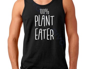 100% Plant Eater Tank Top, Vegan Vegetarian Shirt for Men, Plant Based Pride, Black Gym Tank, Herbivore Gift, Eco Friendly Vegan Fitness