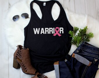 Womens Tank Top - Warrior T Shirt, PINK Ribbon, Breast Cancer Shirt, Ribbons For A Reason, Marathon Shirt, Awareness