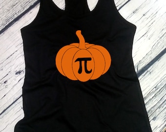 Pumpkin Pi Shirt, Women’s Tank Top, Funny Math Tee, Halloween Outfit, Thanksgiving Gift, Fall Shirt, Math Lover Top, Geeky Humor Racerback