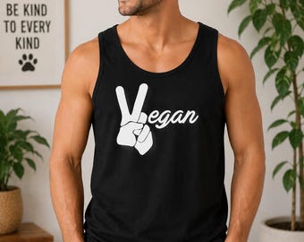 Vegan Tank Top, Animal Rights Shirt, Plant Based Tee, Veggie Lover Gift, Ethical Vegan Activist Top For Men