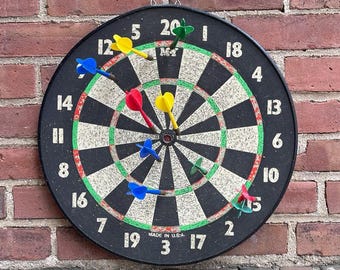 Vintage Double Sided Dartboard, Baseball Game Dart Board, Retro Wall Decor, Man Cave Game, Bar Gift for Him, 1950s 1970s Style Decor