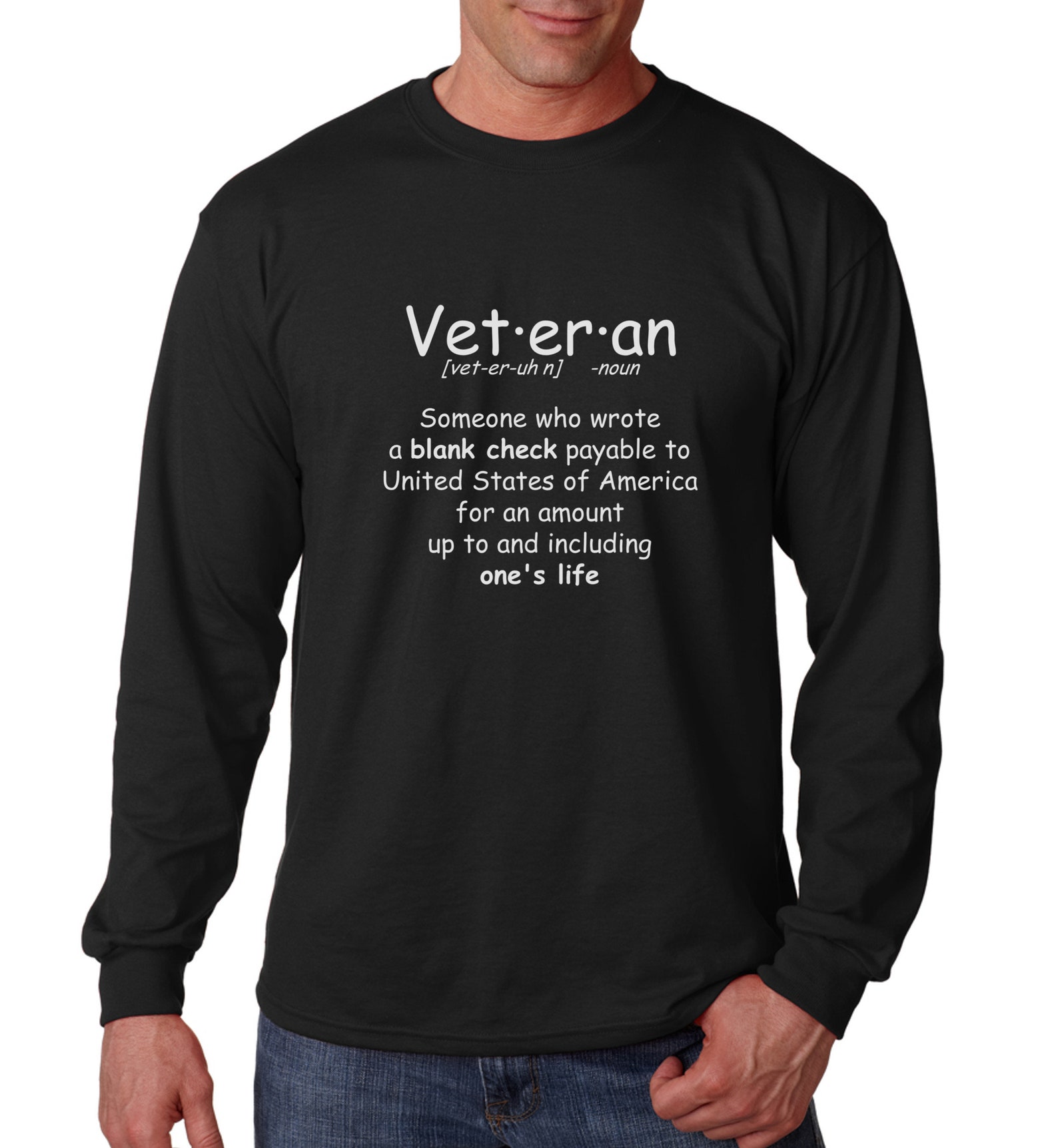 Long Sleeve Men's Veteran Definition TShirt Veterans Etsy