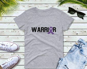 Ladies - Warrior Shirt - Purple Ribbon T-Shirt - Epilepsy Warrior-  Pancreatic Cancer Awareness Month - Support Tee - Women's