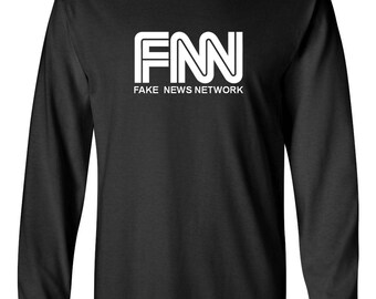 Long Sleeve Men's FNN Fake News Network T-shirt President Trump Tee Funny Anti Liberal Shirt