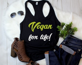Womens Tank Top - Vegan for Life Shirt, Vegan Shirt, Animal Rights, Animal Liberation, Animal Activist, Vegan Clothing, Farm Sanctuary