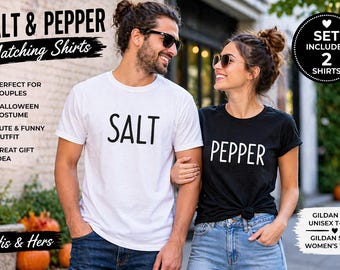 Salt And Pepper Couple Shirts, Matching Halloween Costume, Funny Couples Outfit, His And Hers Shirts, Cute Matching Tees, Couples Gift