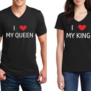 Buy Touch Me Fashions, Lovers Pack, Cotton, King Queen Love Couples D7, Printed, Fullsleeve V-Neck, Red T Shirts for Couples