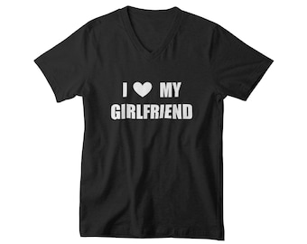 Mens V-neck - I Love My Girlfriend T Shirt, Girlfriend, Love, Love My Girlfriend, Girlfriend Shirt, Valentine Shirt, Valentines Day Shirt