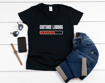 Costume Loading Shirt, Funny Halloween Shirt, Womens V Neck Top, Spooky Costume Tee, Fall Graphic Shirt, Halloween Party Outfit, Witch Gift