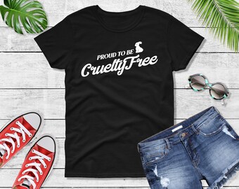 Womens - Proud to be Cruelty Free Shirt, Bunny T Shirt, Vegan Retro, Animal Rights Shirt, Buy Cruelty Free, Animal Lover Shirt