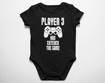 Player 3 Has Entered The Game Baby Bodysuit, Gamer Outfit for Boys and Girls, Fine Jersey Infant Bodysuit, Baby Sizes NB 6M 12M 18M