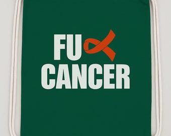 FU Cancer Bag, Orange Ribbon Awareness Drawstring Sack, Funny Gym Tote, Cotton Backpack, Cancer Support Gift, Handmade Gym Bag