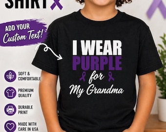 Custom Purple Ribbon Shirt, I Wear Purple For Tee, Personalized Awareness Shirt, Epilepsy Cancer Support Shirt, Custom Name Youth Tee