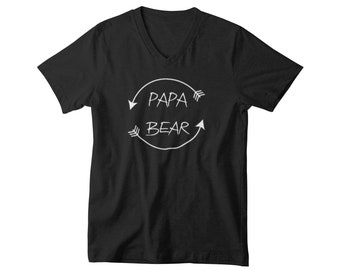V-Neck Papa Bear Dad Shirt, Funny Father's Day T-Shirt, Gift for Dad, Gift for Father, Husband Shirt, Dad V-Neck Shirt, Black Only