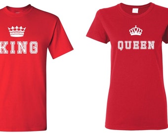 King and Queen T-shirt Valentine's Day Gift Couple Matching Love Tee Funny Cute