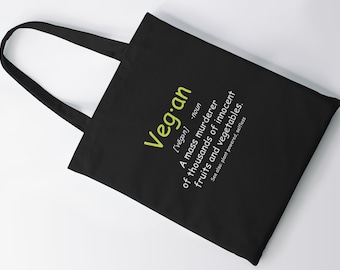 Vegan Definition Tote Bag, Funny Canvas Grocery Bag, Avocado Lover Gift, Reusable Shopping, Vegan Lifestyle, Taco, Eco Friendly Idea